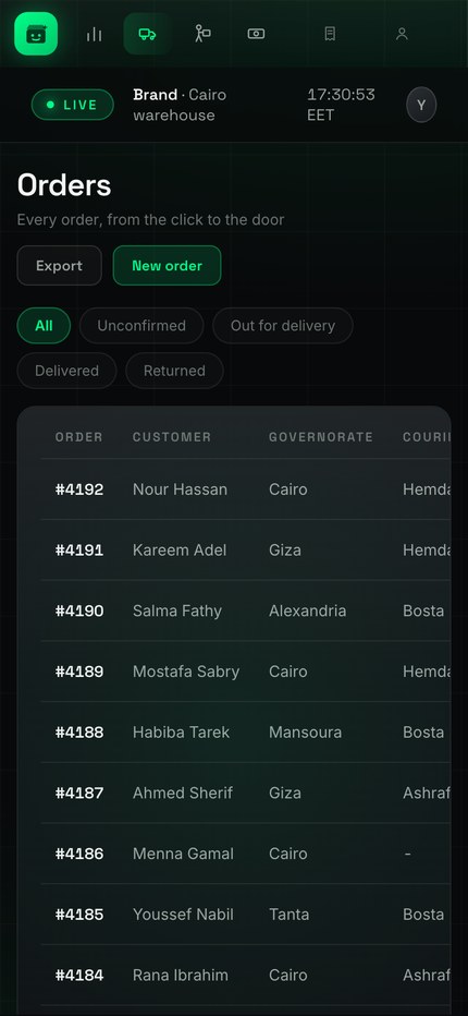 OpSync hub on a phone, the orders screen